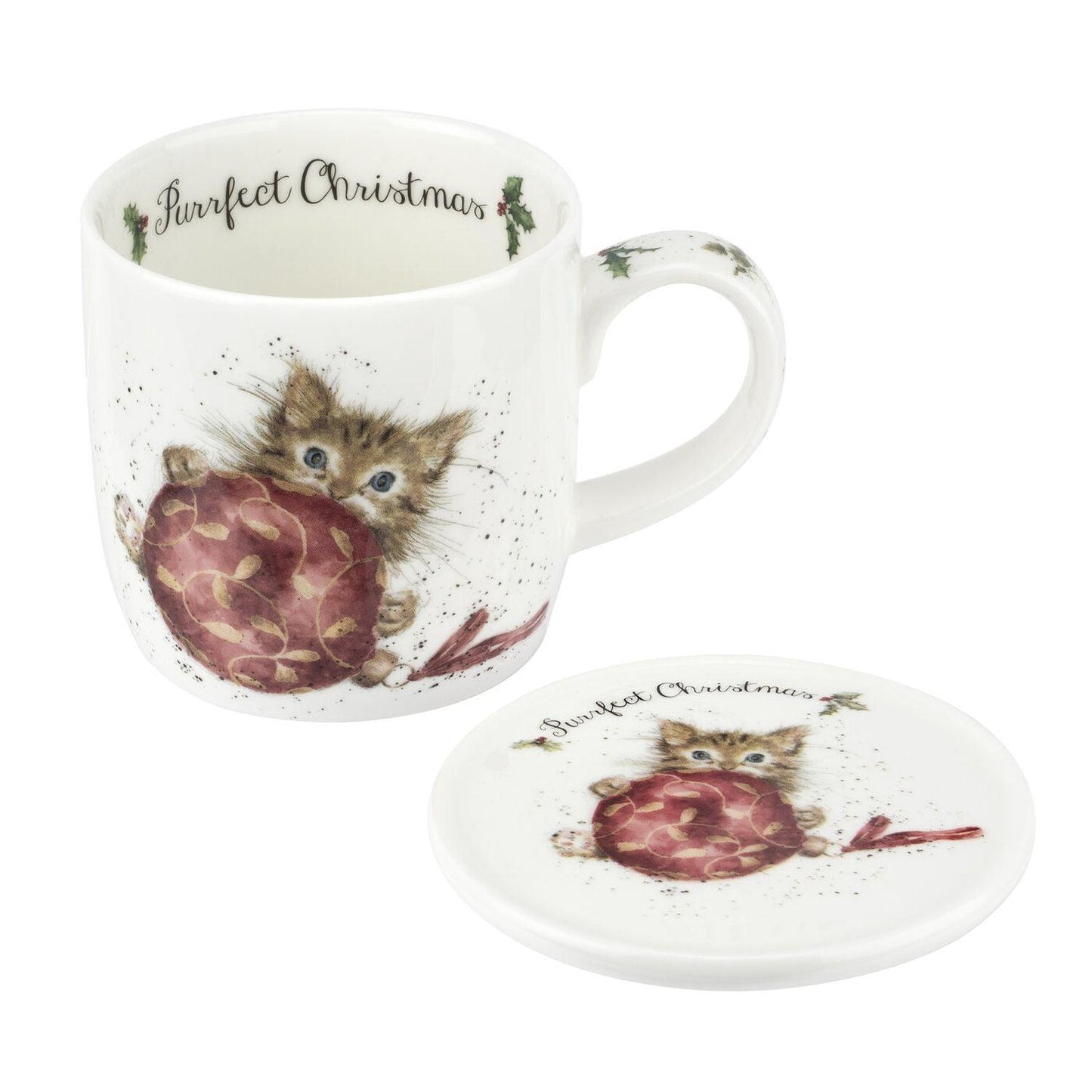 Wrendale DESIGNS - Mug & Coaster Purrfect Christmas 11oz - Limolin