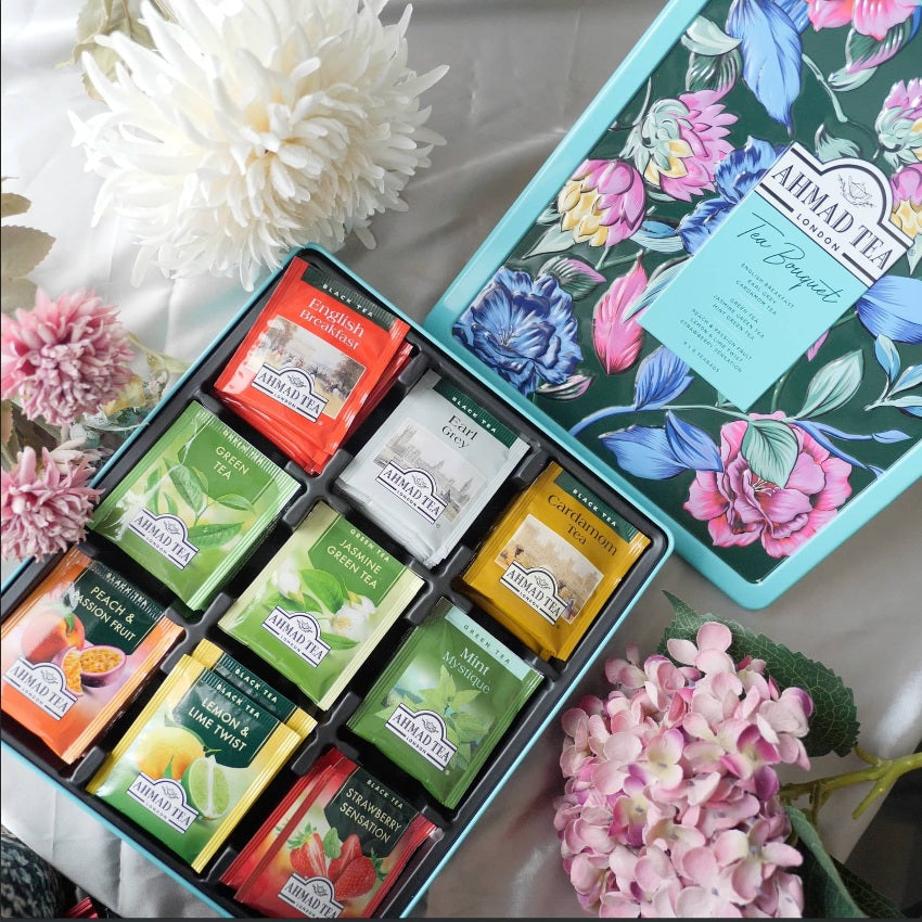 Ahmad Tea - Bouquet Caddy - Selection of Black, Green, Fruit Tea (9x8 Tea Bags)