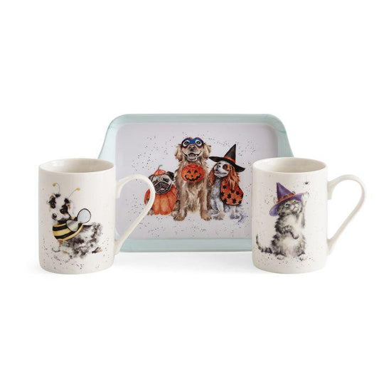Wrendale Designs - Halloween Cat and Dog Mug and Tray Set