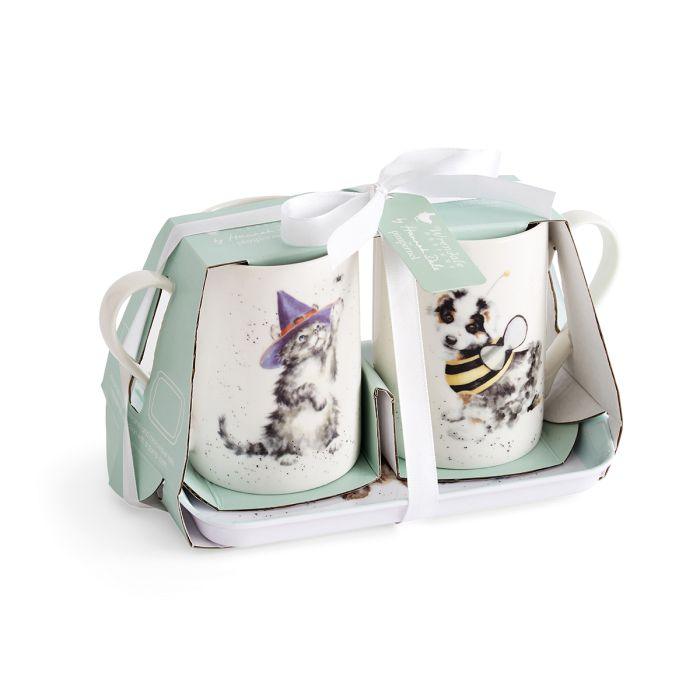 Wrendale Designs - Halloween Cat and Dog Mug and Tray Set